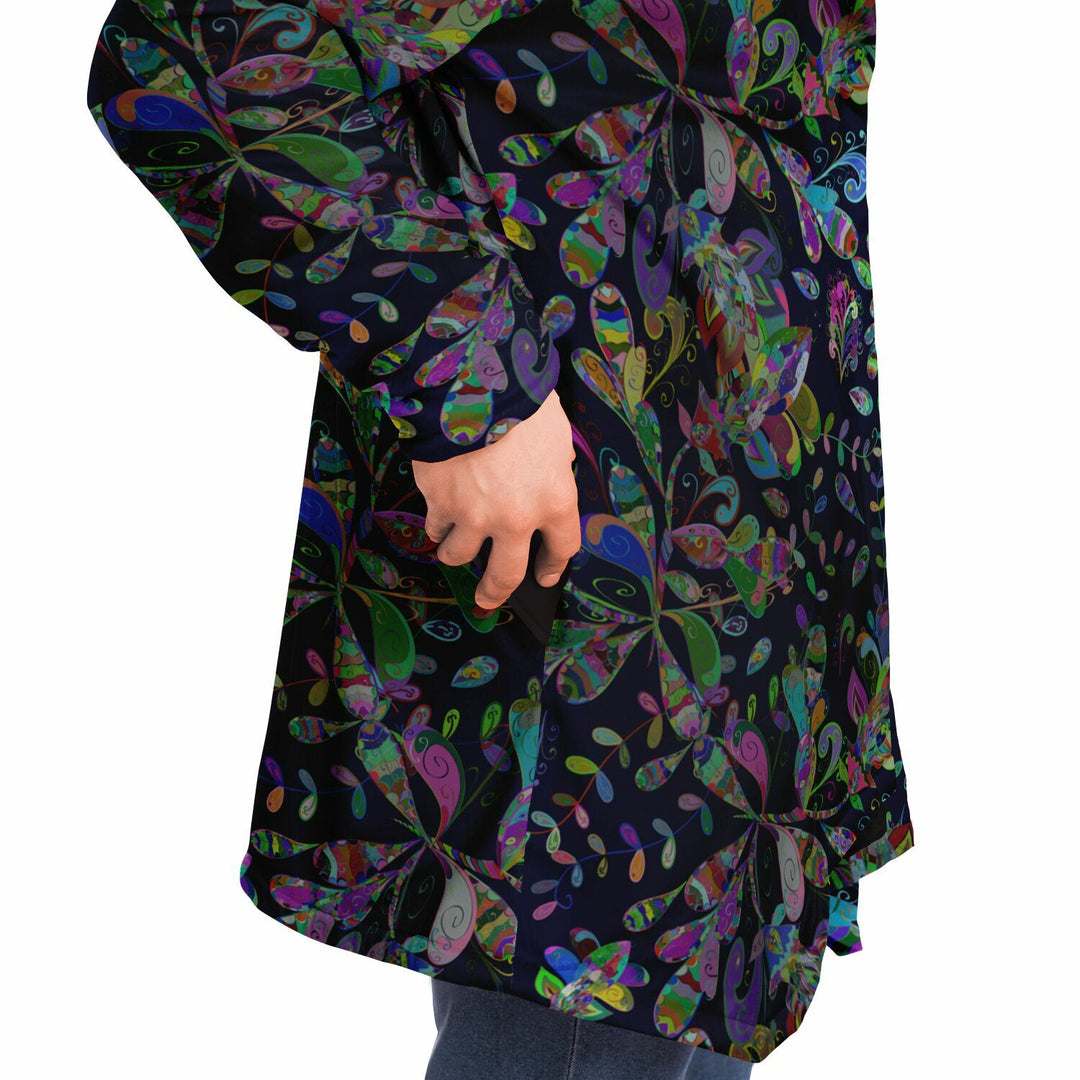 Petal Pop Cuddle Cloak | Unisex Minky Sherpa Lined Hooded Coat | Women and Mens Festival Coat | Mountain Fashion