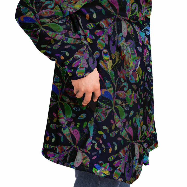 Petal Pop Cuddle Cloak | Unisex Minky Sherpa Lined Hooded Coat | Women and Mens Festival Coat | Mountain Fashion