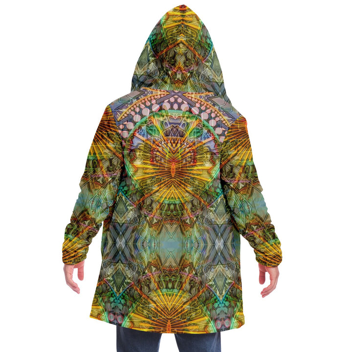 Lotus Guardian Cuddle Cloak | Unisex Minky Sherpa Hooded Coat | Women and Mens Festival Coat | Mountain Fashion
