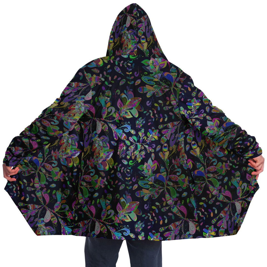 Petal Pop Cuddle Cloak | Unisex Minky Sherpa Lined Hooded Coat | Women and Mens Festival Coat | Mountain Fashion