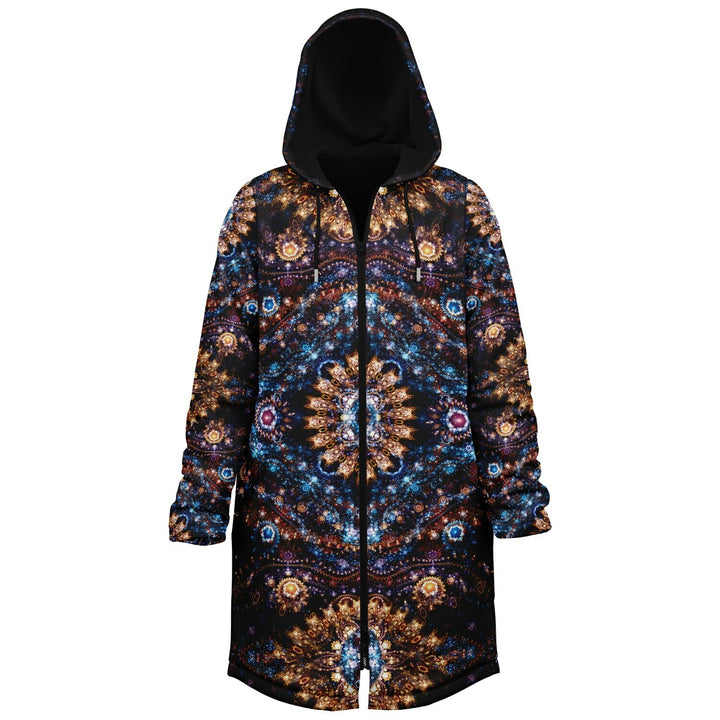 Cosmic Plane Cuddle Coat | Unisex Minky Sherpa Lined Coat with Hood, Zipper and Pockets | Women and Mens Festival Coat | Mountain Fashion