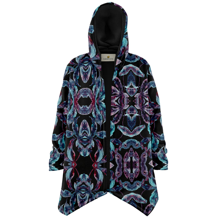 Dark Tropics Cuddle Cloak | Unisex Minky Sherpa Lined Hooded Coat | Women and Mens Festival Coat | Mountain Fashion