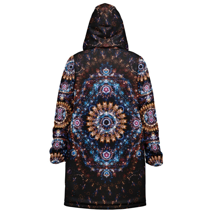 Cosmic Plane Cuddle Coat | Unisex Minky Sherpa Lined Coat with Hood, Zipper and Pockets | Women and Mens Festival Coat | Mountain Fashion
