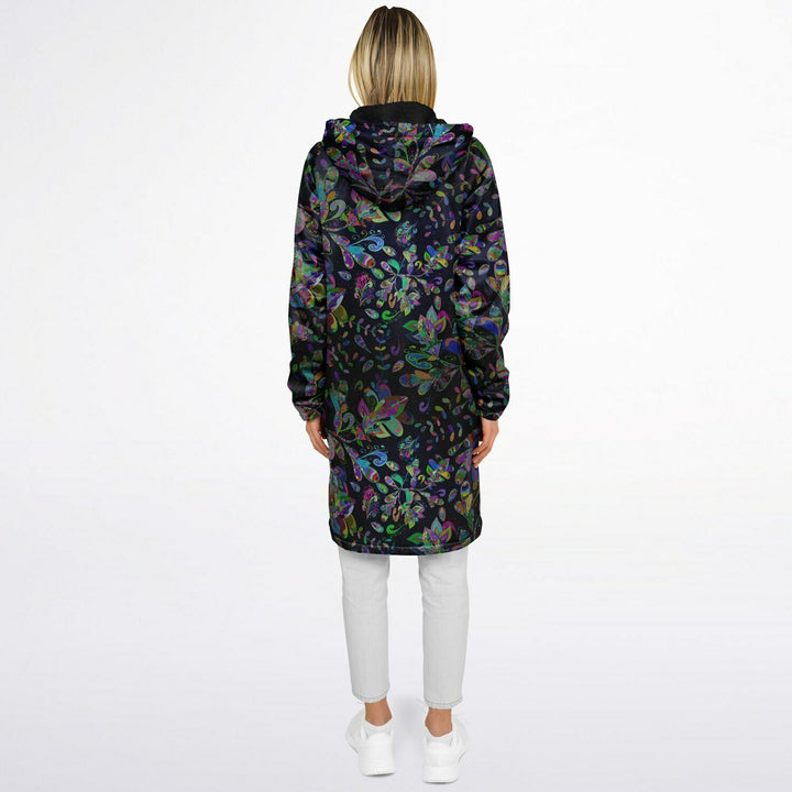 Petal Pop Cuddle Coat | Unisex Minky Sherpa Lined Coat with Hood, Zipper and Pockets | Women and Mens Festival Coat | Mountain Fashion