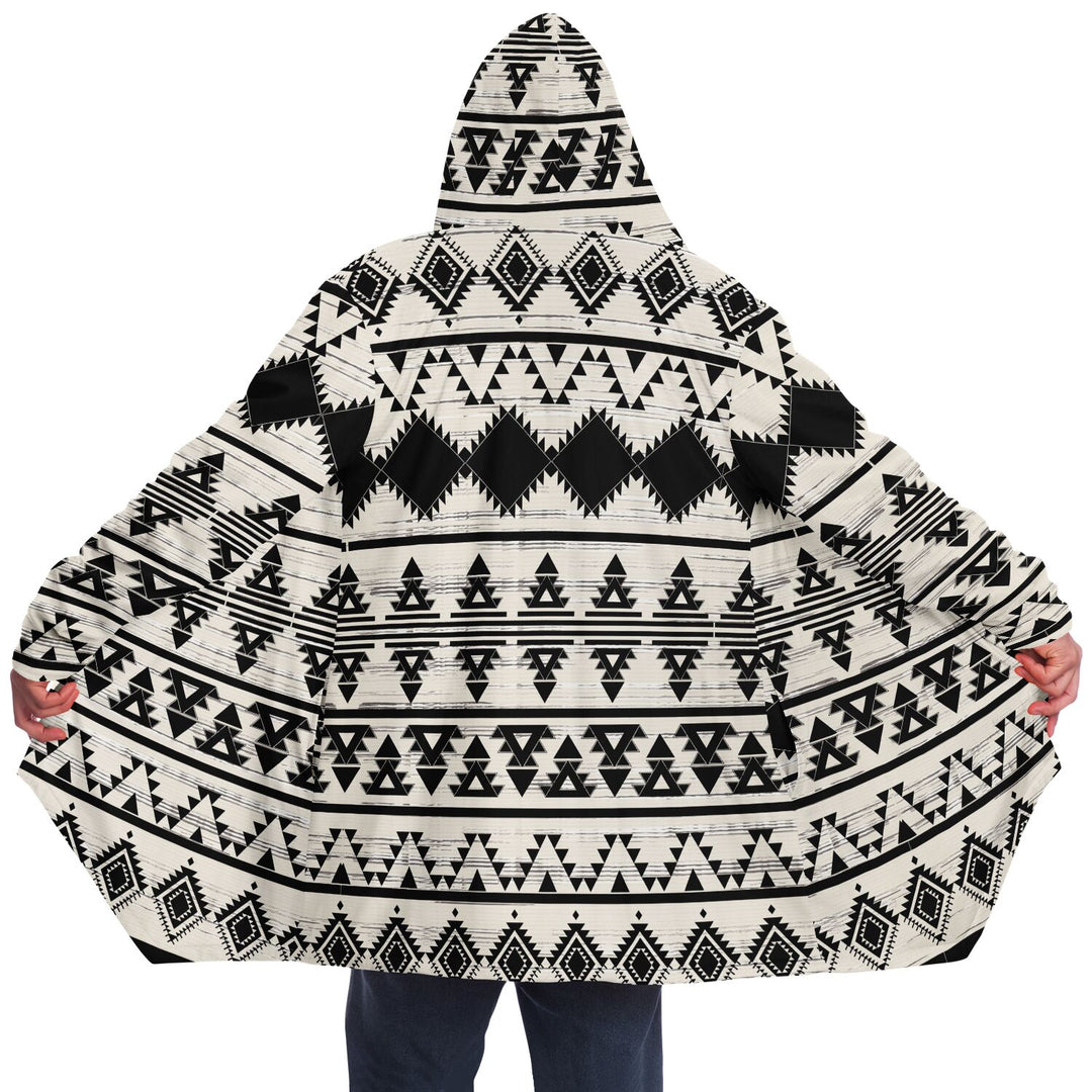 Hawk Eye Tribal Cuddle Cloak | Unisex Minky Sherpa Lined Hooded Coat | Women and Mens Festival Coat | Mountain Fashion