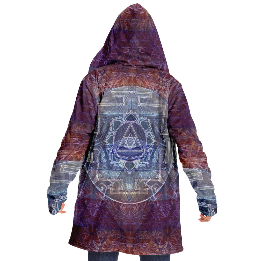 Sacred Violet Cuddle Cloak | Unisex Minky Sherpa Lined Hooded Coat | Women and Mens Festival Coat | Mountain Fashion