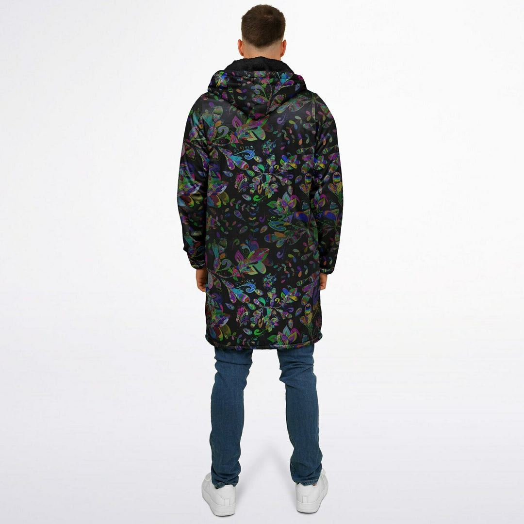 Petal Pop Cuddle Coat | Unisex Minky Sherpa Lined Coat with Hood, Zipper and Pockets | Women and Mens Festival Coat | Mountain Fashion