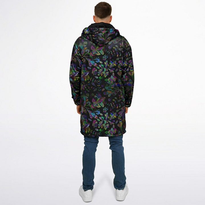 Petal Pop Cuddle Coat | Unisex Minky Sherpa Lined Coat with Hood, Zipper and Pockets | Women and Mens Festival Coat | Mountain Fashion