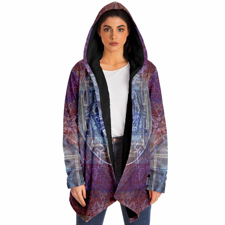 Sacred Violet Cuddle Cloak | Unisex Minky Sherpa Lined Hooded Coat | Women and Mens Festival Coat | Mountain Fashion