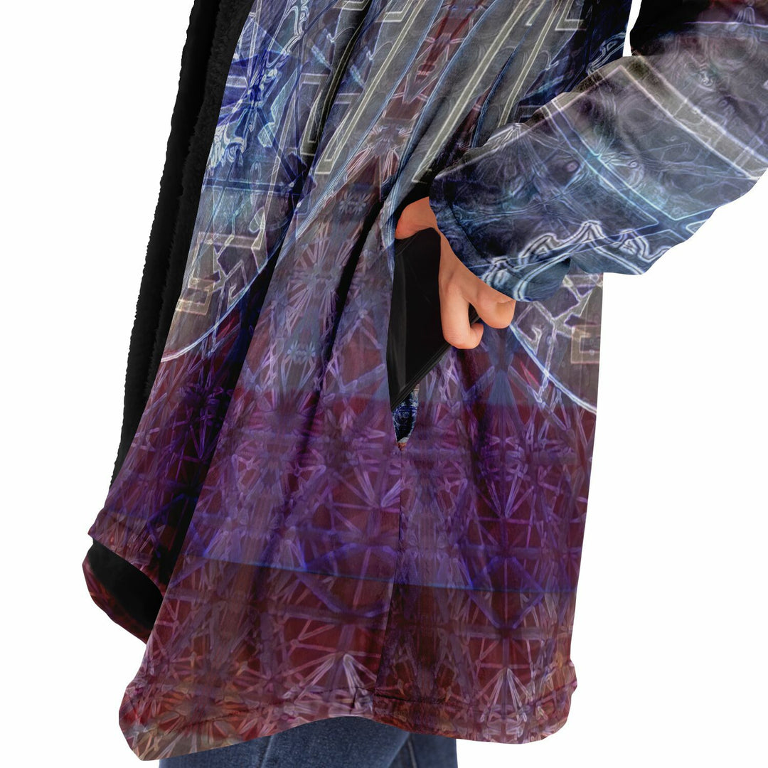 Sacred Violet Cuddle Cloak | Unisex Minky Sherpa Lined Hooded Coat | Women and Mens Festival Coat | Mountain Fashion