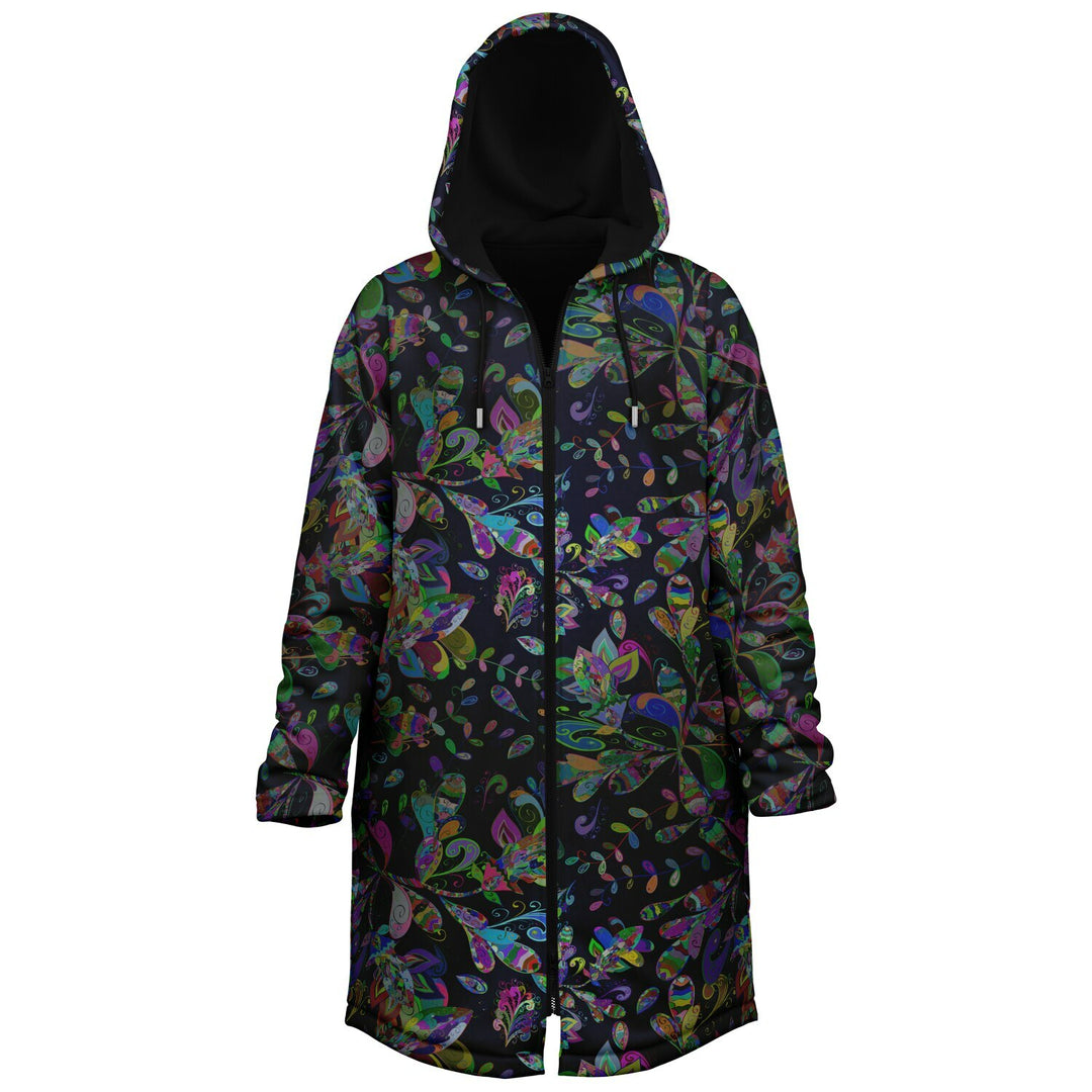 Petal Pop Cuddle Coat | Unisex Minky Sherpa Lined Coat with Hood, Zipper and Pockets | Women and Mens Festival Coat | Mountain Fashion