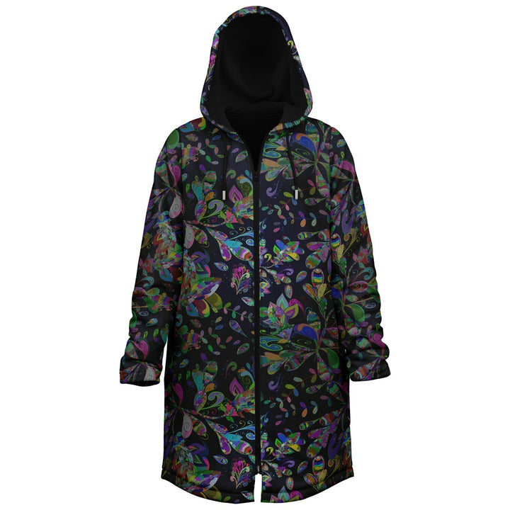 Petal Pop Cuddle Coat | Unisex Minky Sherpa Lined Coat with Hood, Zipper and Pockets | Women and Mens Festival Coat | Mountain Fashion