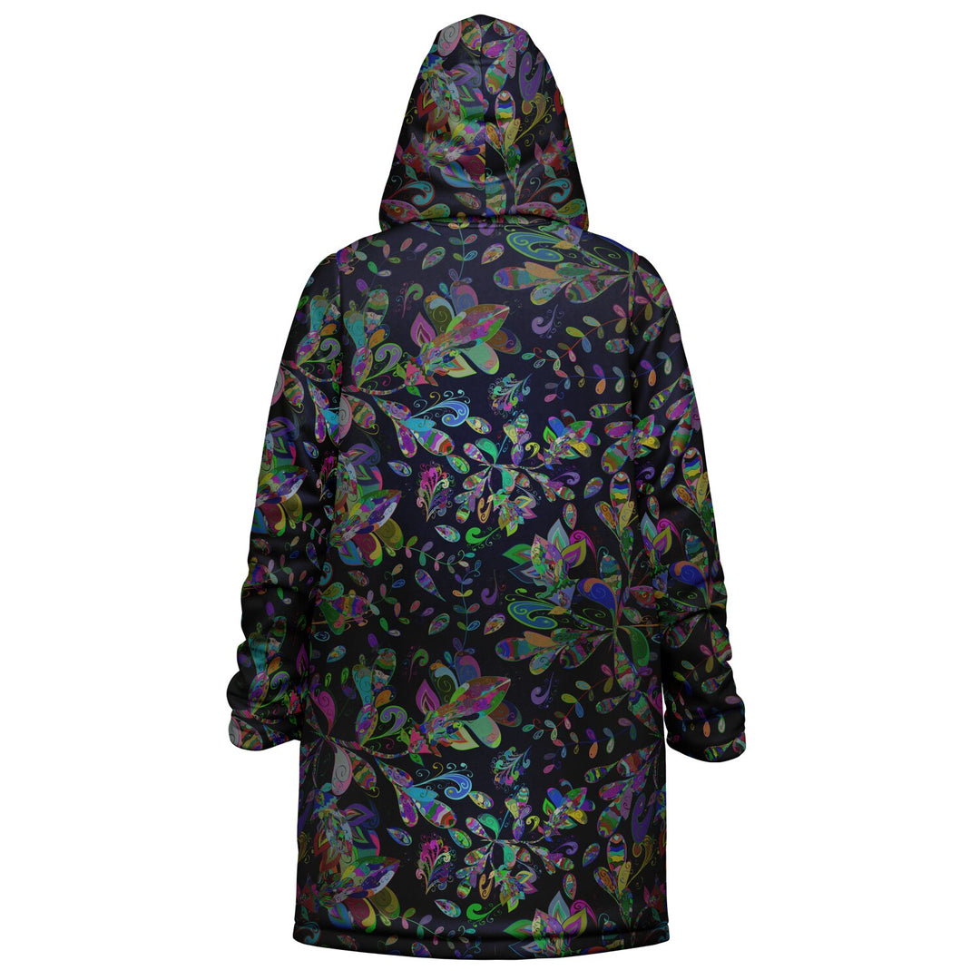 Petal Pop Cuddle Coat | Unisex Minky Sherpa Lined Coat with Hood, Zipper and Pockets | Women and Mens Festival Coat | Mountain Fashion