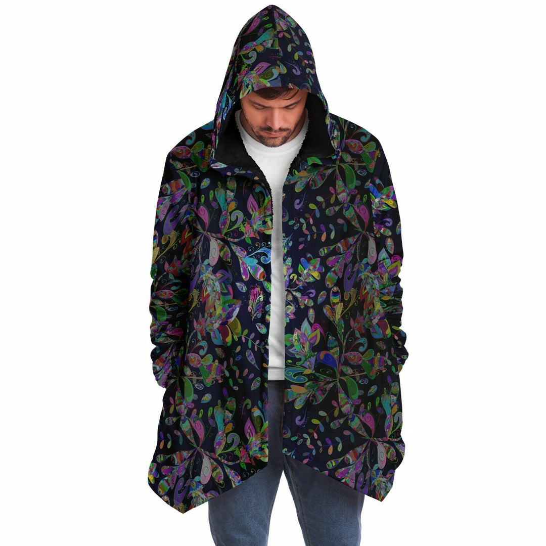 Petal Pop Cuddle Cloak | Unisex Minky Sherpa Lined Hooded Coat | Women and Mens Festival Coat | Mountain Fashion