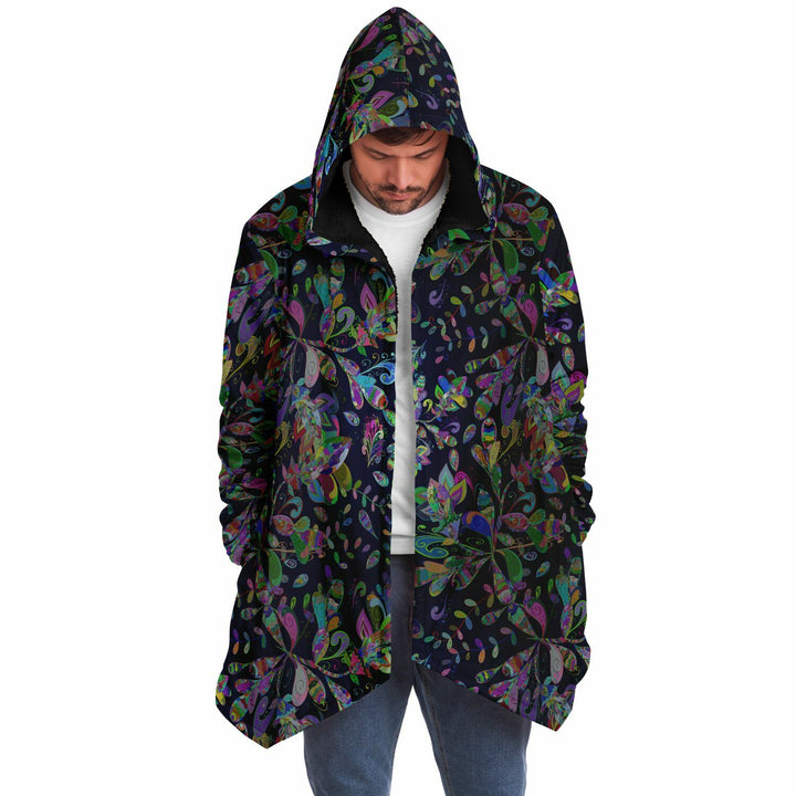 Petal Pop Cuddle Cloak | Unisex Minky Sherpa Lined Hooded Coat | Women and Mens Festival Coat | Mountain Fashion