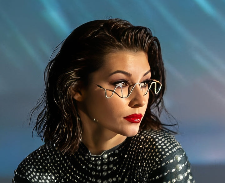 Hyperspace Squiggle Face Jewelry | Rhinestone Glassless Glasses