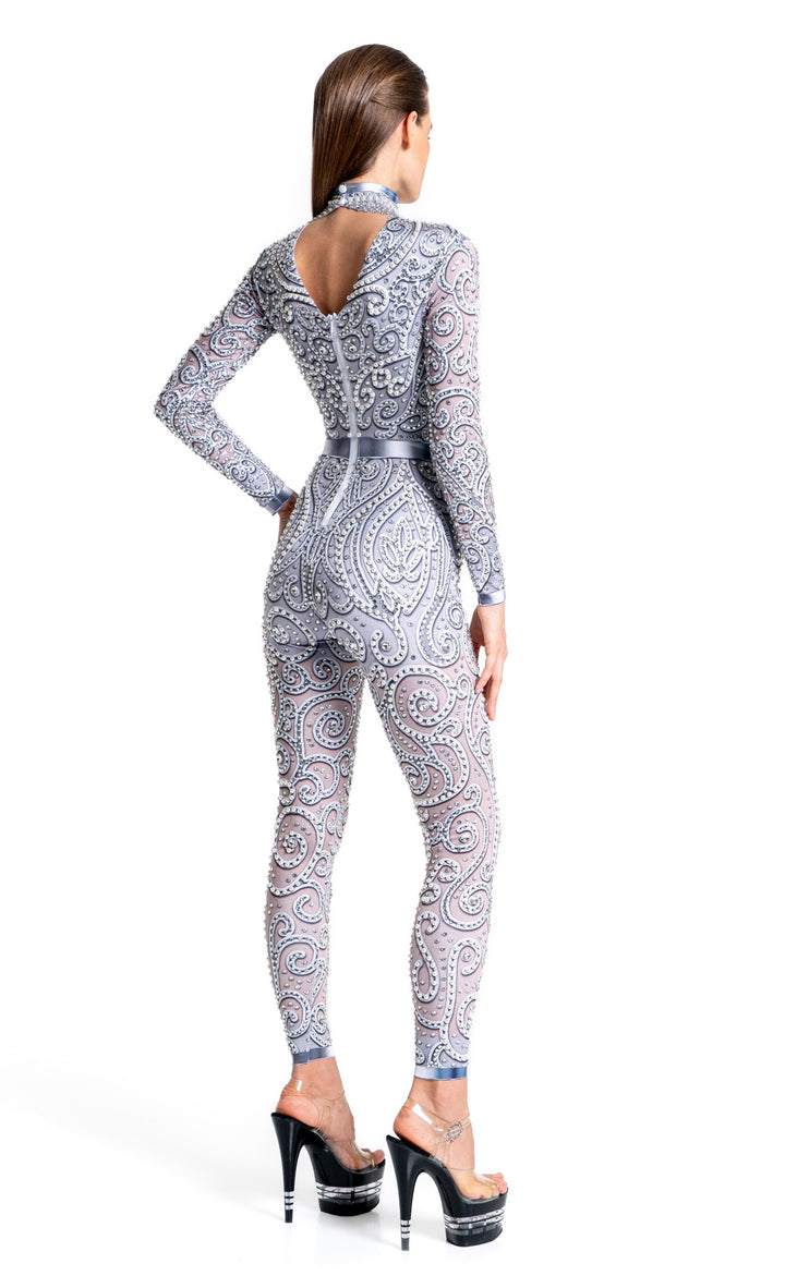 Luxury silver pearl bodysuit – Venus Festival Outfit