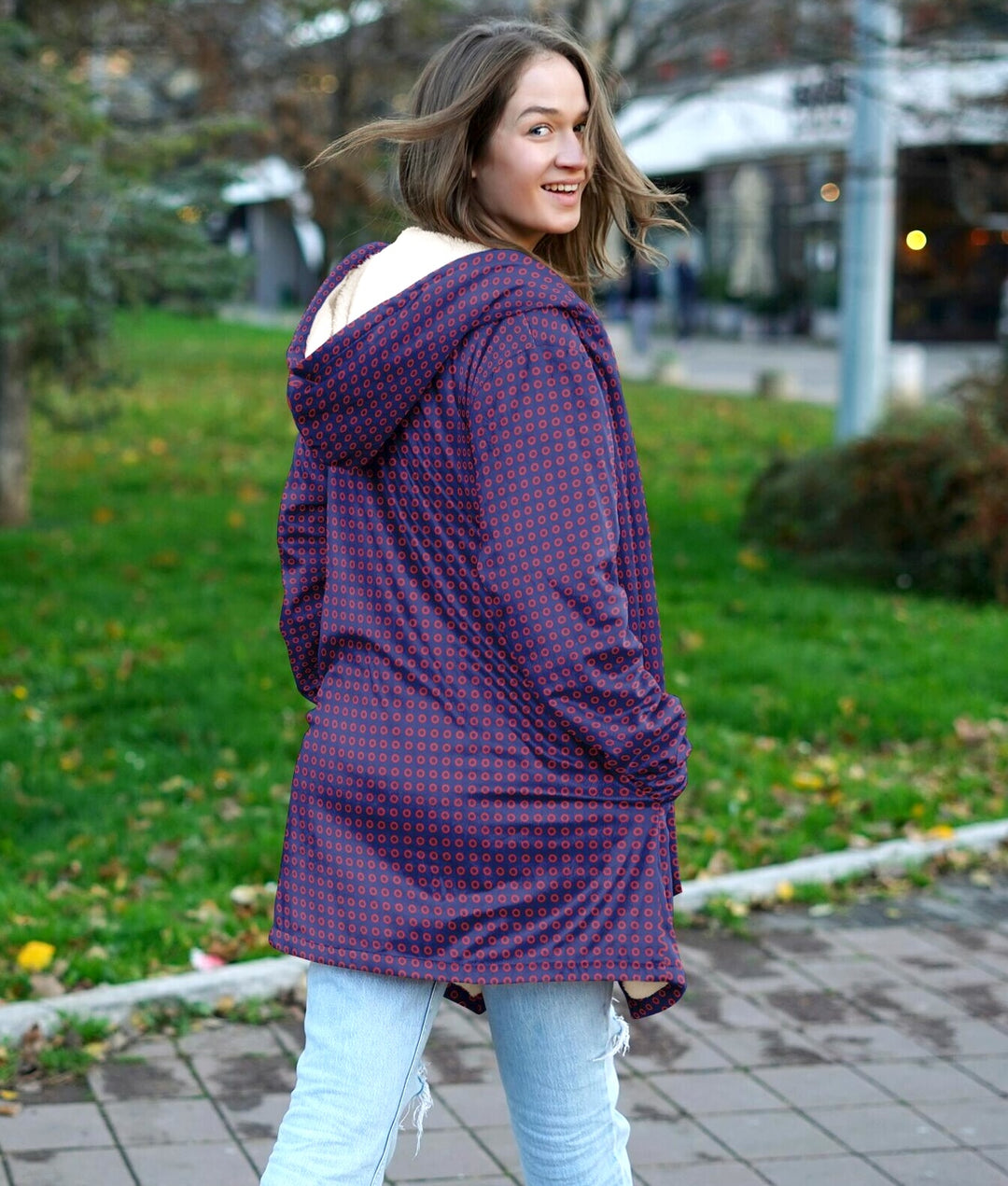 Fishman Phish Donuts Cuddle Cloak | Unisex Minky Sherpa Hooded Coat | Women and Mens Festival Coat | Mountain Fashion