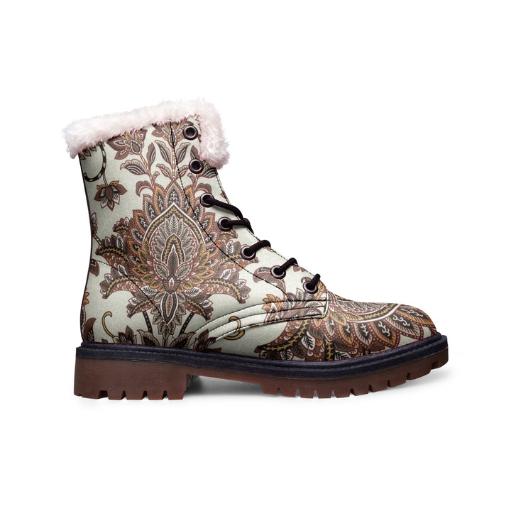 Spirit Ember Lace Up Boots | Cold Season Vegan Leather Combat Boot with Faux Fur Lining