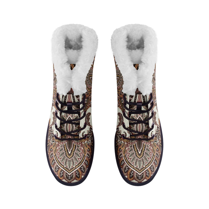 Spirit Ember Lace Up Boots | Cold Season Vegan Leather Combat Boot with Faux Fur Lining