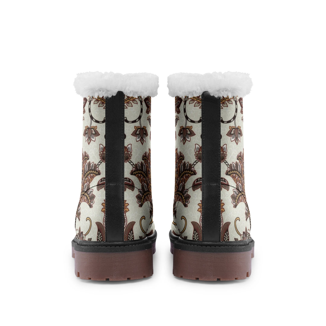 Spirit Ember Lace Up Boots | Cold Season Vegan Leather Combat Boot with Faux Fur Lining