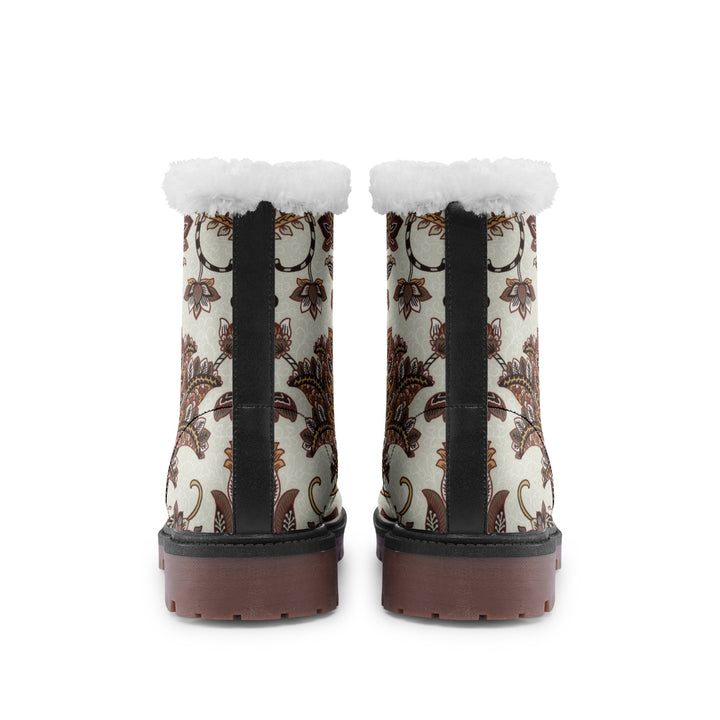 Spirit Ember Lace Up Boots | Cold Season Vegan Leather Combat Boot with Faux Fur Lining