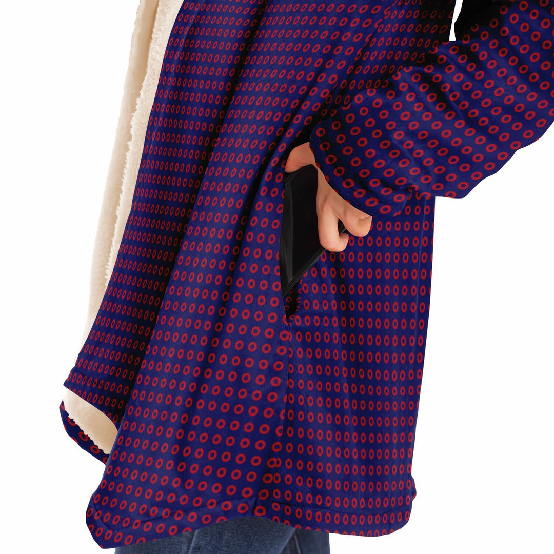 Fishman Phish Donuts Cuddle Cloak | Unisex Minky Sherpa Hooded Coat | Women and Mens Festival Coat | Mountain Fashion