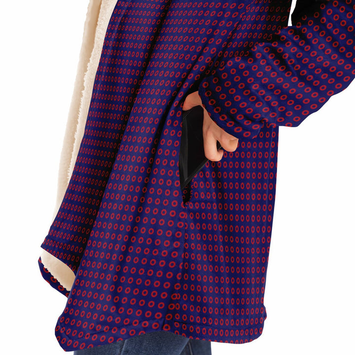 Fishman Phish Donuts Cuddle Cloak | Unisex Minky Sherpa Hooded Coat | Women and Mens Festival Coat | Mountain Fashion