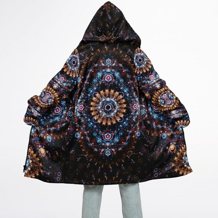 Cosmic Plane Cuddle Coat | Unisex Minky Sherpa Lined Coat with Hood, Zipper and Pockets | Women and Mens Festival Coat | Mountain Fashion