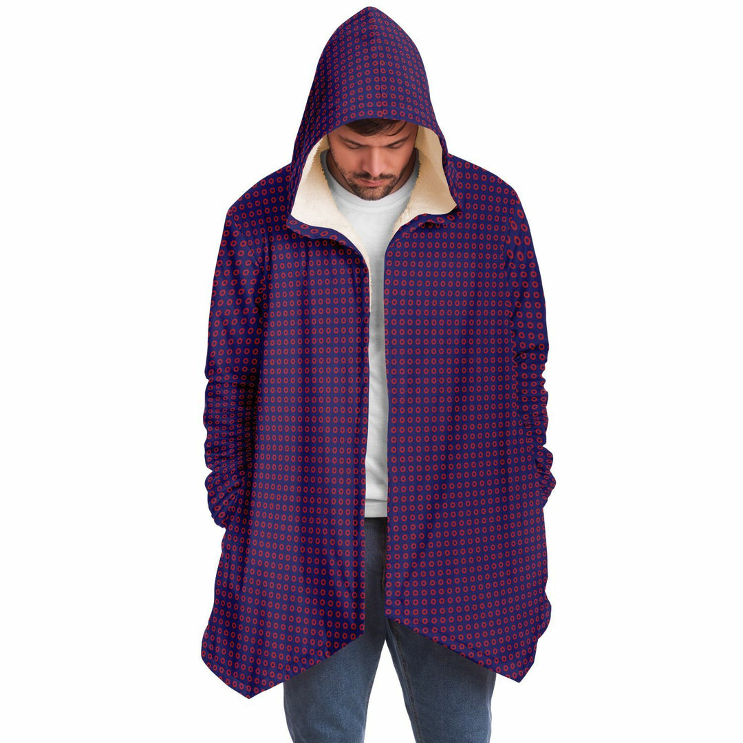 Fishman Phish Donuts Cuddle Cloak | Unisex Minky Sherpa Hooded Coat | Women and Mens Festival Coat | Mountain Fashion