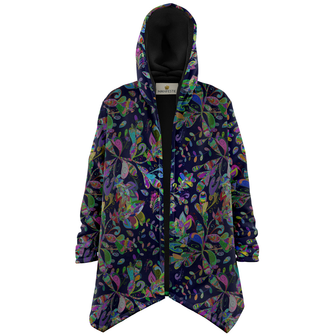 Petal Pop Cuddle Cloak | Unisex Minky Sherpa Lined Hooded Coat | Women and Mens Festival Coat | Mountain Fashion