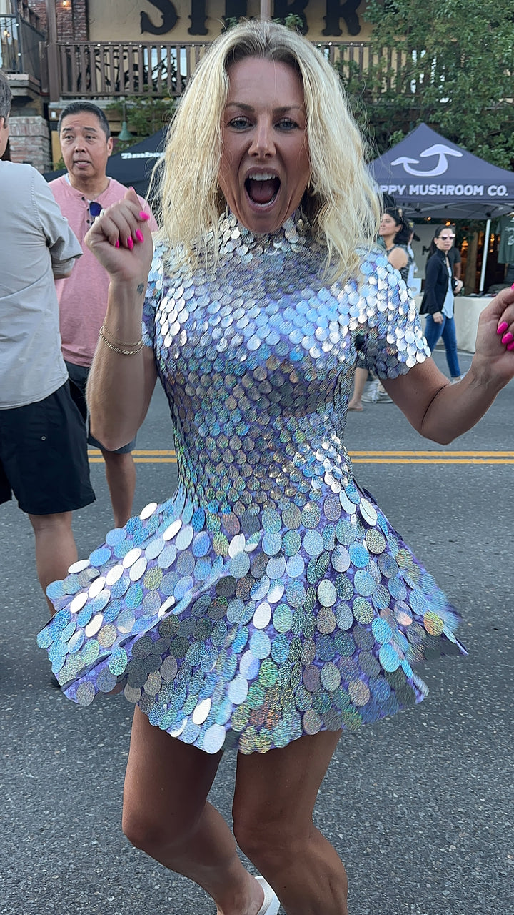 helen lilac sequin mini dress studio photo