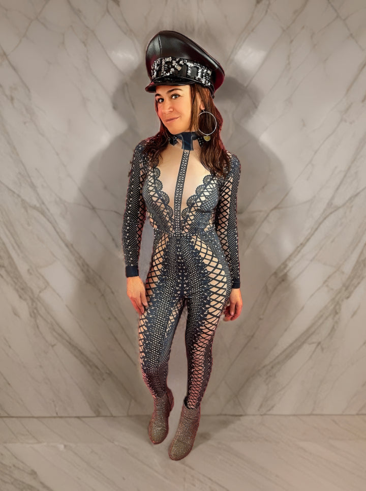 Justine black diamond lace rhinestone bodysuit – Manifestie