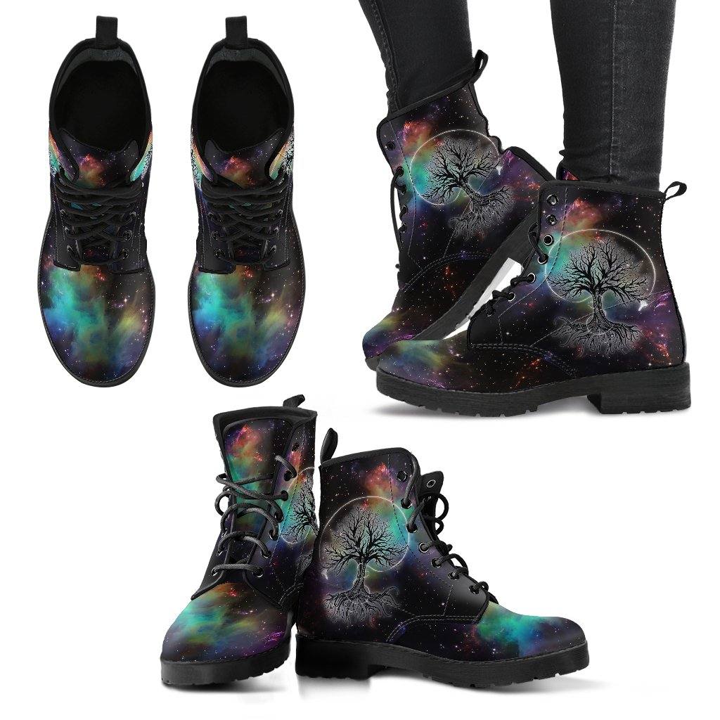 Galactic Tree of Life Vegan Leather Boots - Manifestie