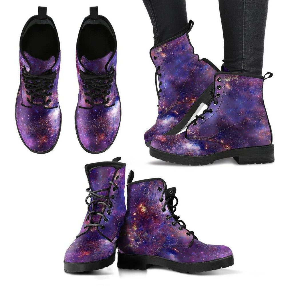 Purple Galaxy Vegan Leather Boots - Manifestie