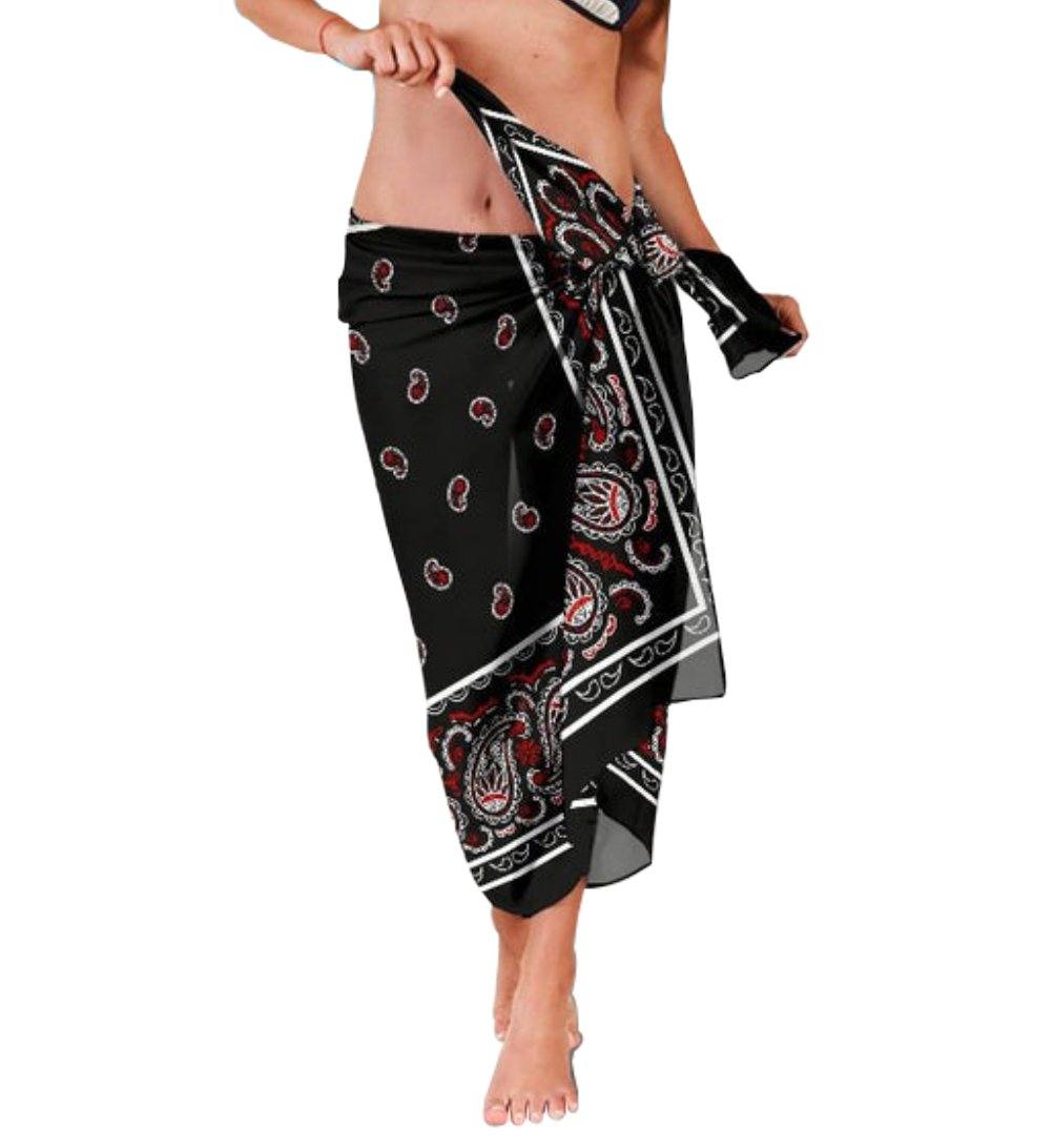 Paisley Black Bandana Chiffon Beach Cover Up | Sarong | Pareo - Manifestie