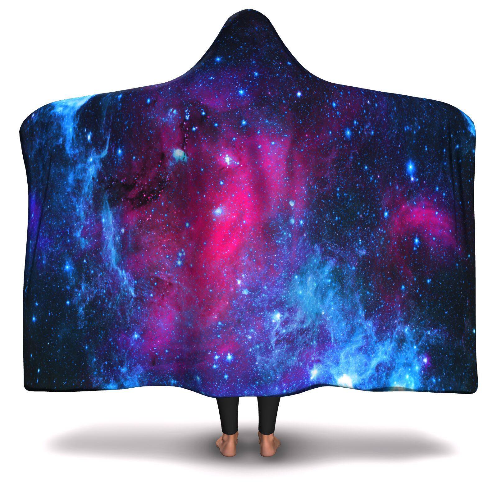 DRIFTING AWAY GALAXY PREMIUM Hooded Blanket with Wrist Straps | Plush, Premium Sherpa | Kids, Adult - Manifestie