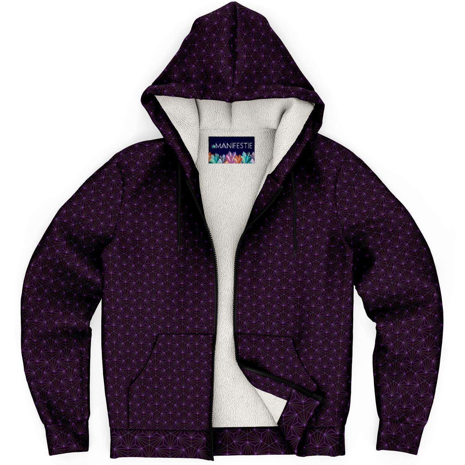 Amethyst Sacred Connections Premium Sherpa Lined Zip Hoodie - Manifestie