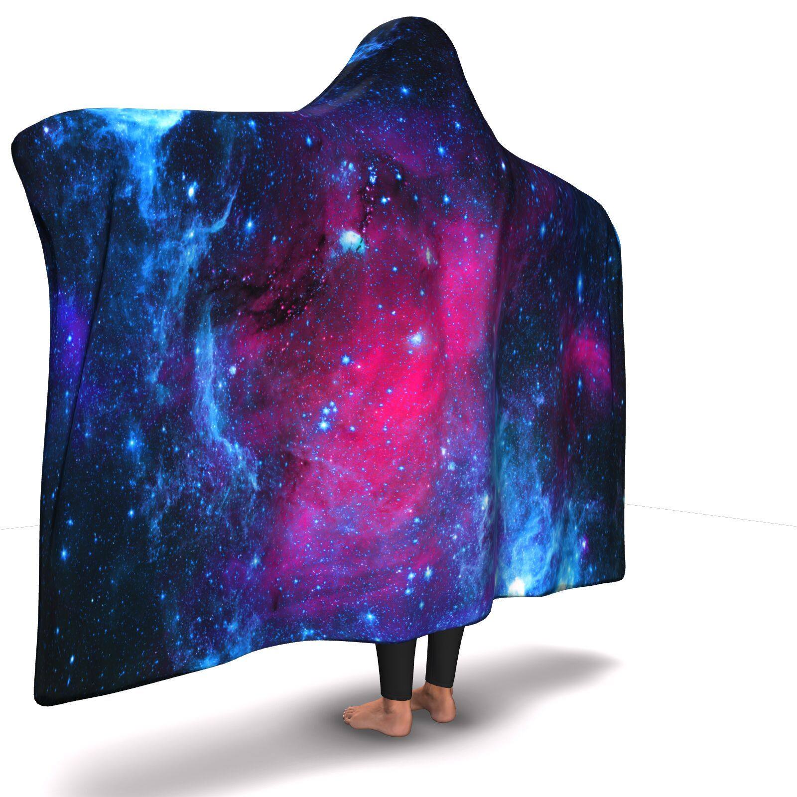 DRIFTING AWAY GALAXY PREMIUM Hooded Blanket with Wrist Straps | Plush, Premium Sherpa | Kids, Adult - Manifestie