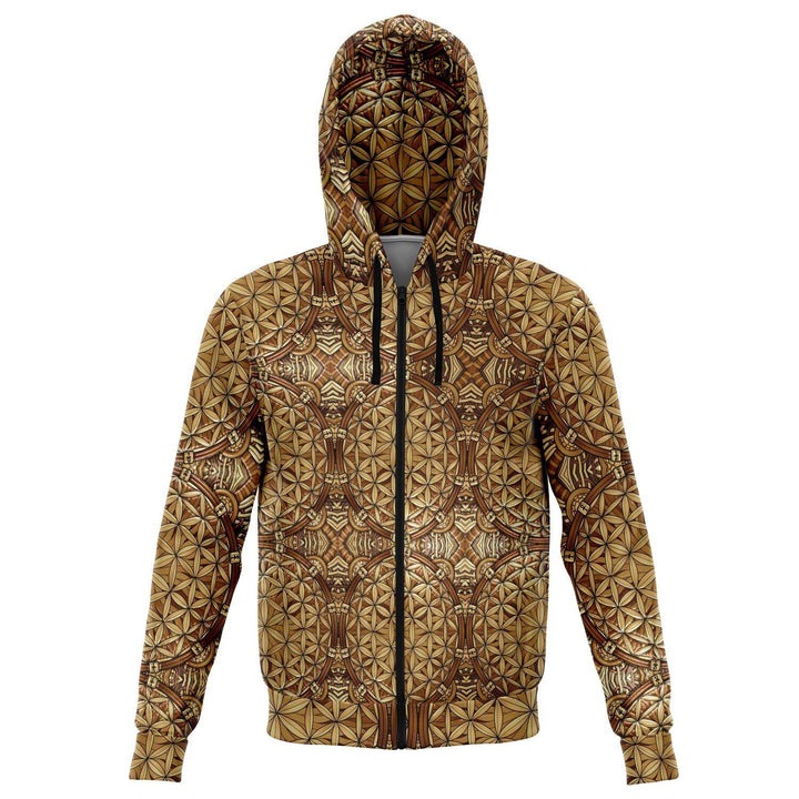 GOLD FLOWER OF LIFE  PREMIUM ZIP UP HOODIE - Manifestie