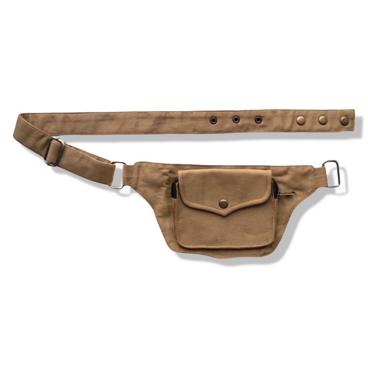 Unisex Cotton Pocket Belt | 2 Pocket Utility Belt | travel belt, vendor belt, fanny pack