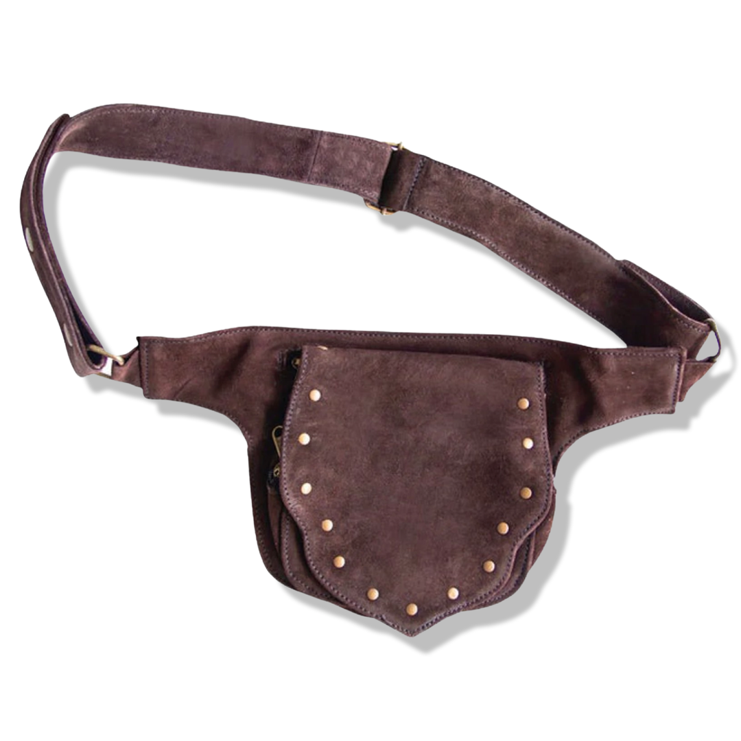 Leather Utility Belt | Studded Suede, 2 Pocket