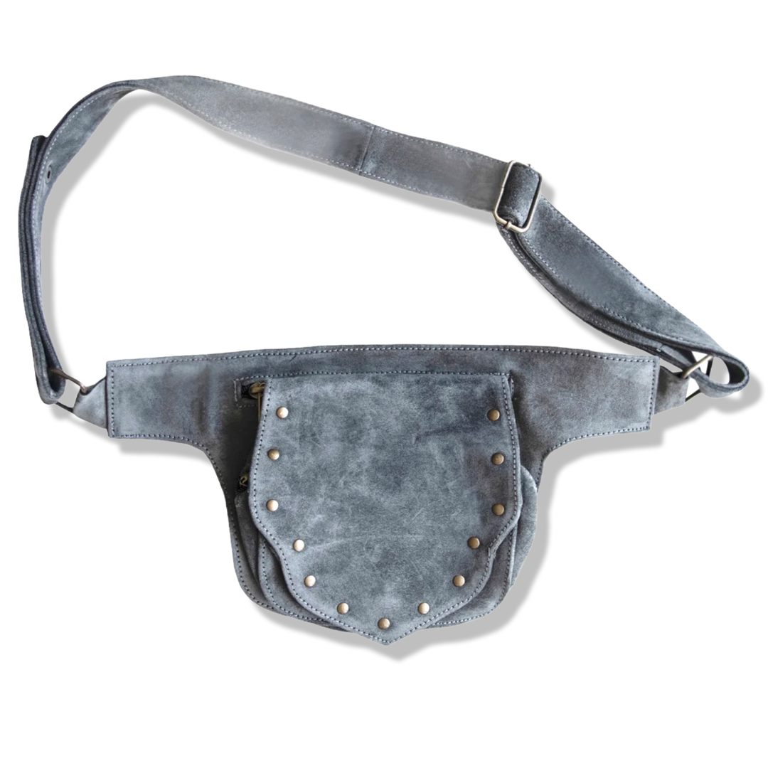 Leather Utility Belt | Studded Suede, 2 Pocket