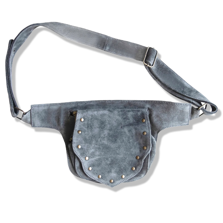 Leather Utility Belt | Studded Suede, 2 Pocket
