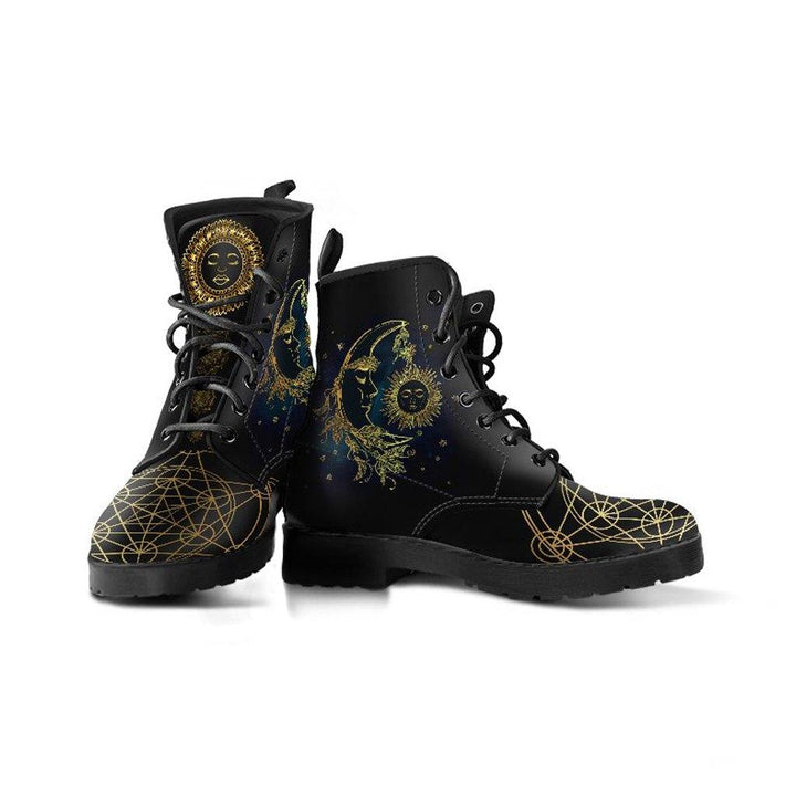 Sacred Geometry Sun & Moon Vegan Leather Boots - Manifestie