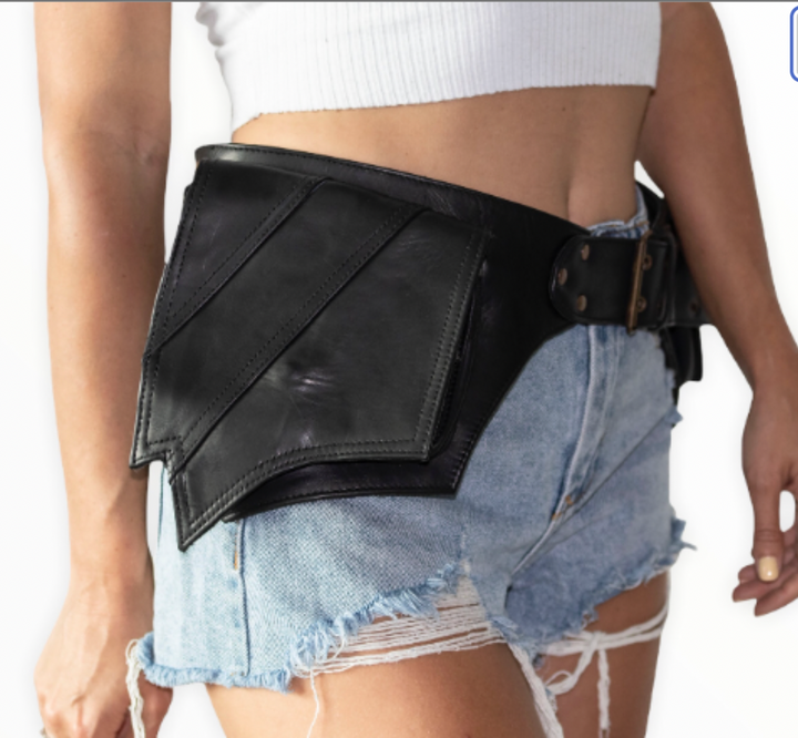 Leather Utility Belt | Winged, 4 Pocket | Saddle | travel, cosplay, festival