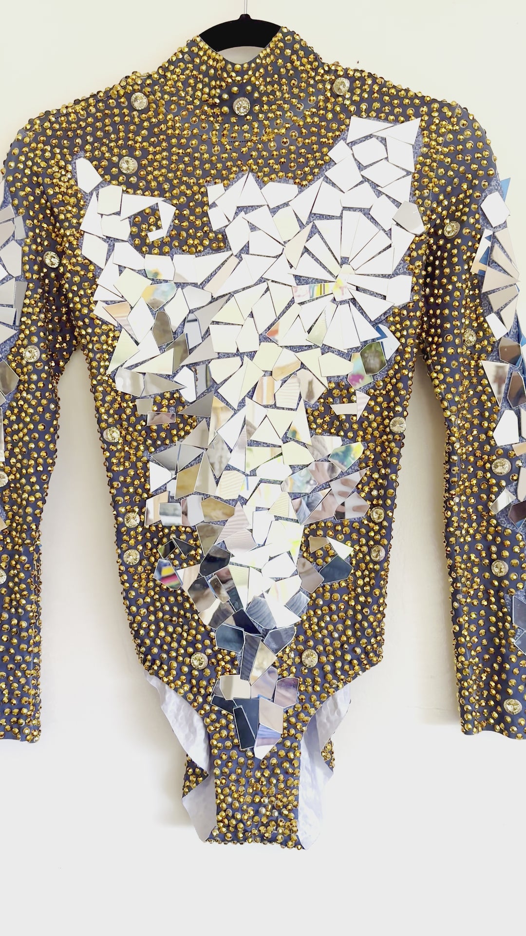 Luminous Mirror Rhinestone Bodysuit | Gold & Silver Disco Ball Festival Leotard – Manifestie