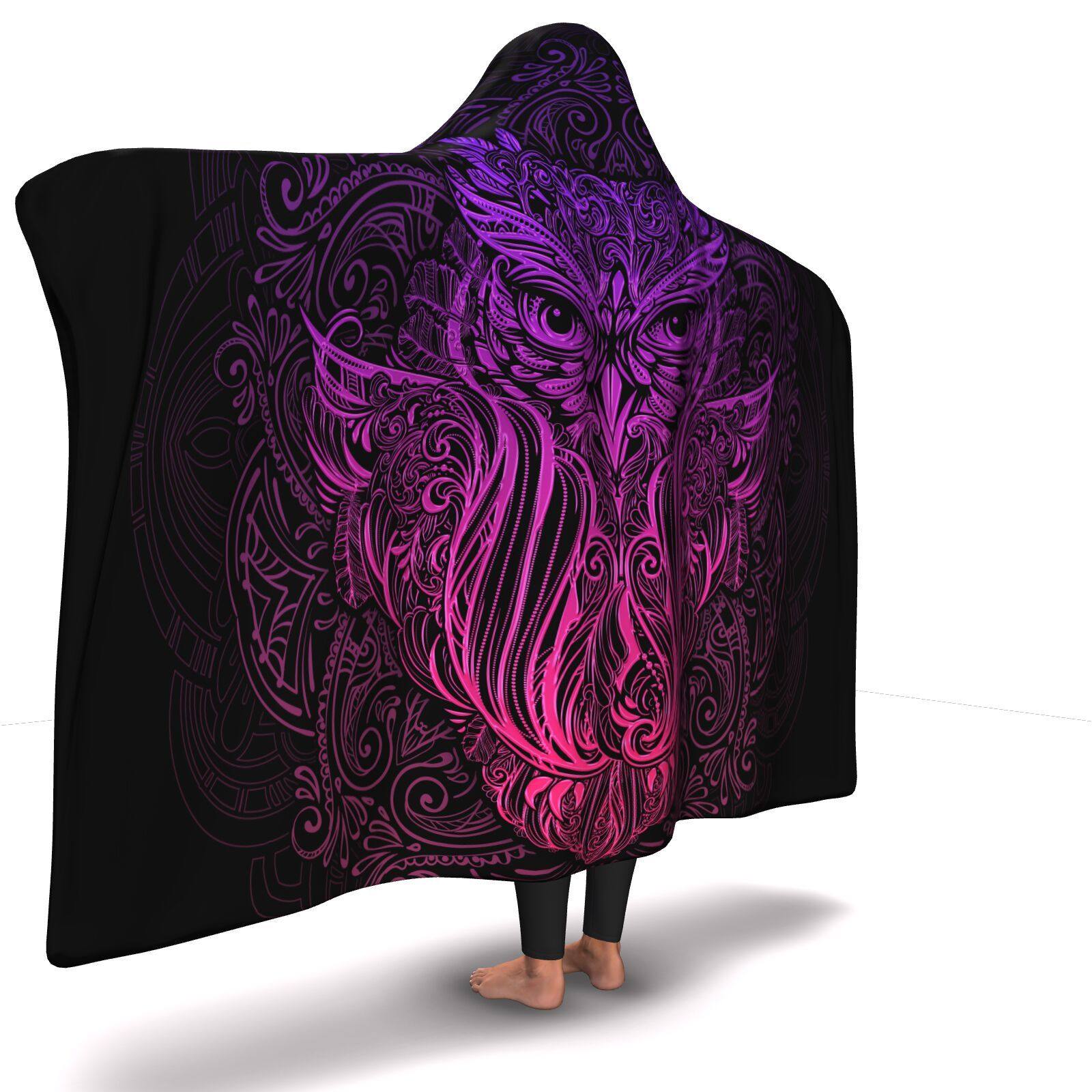 SACRED OWL PREMIUM HOODED BLANKET with WRIST STRAPS | Plush, Premium Sherpa | Kids, Adult - Manifestie