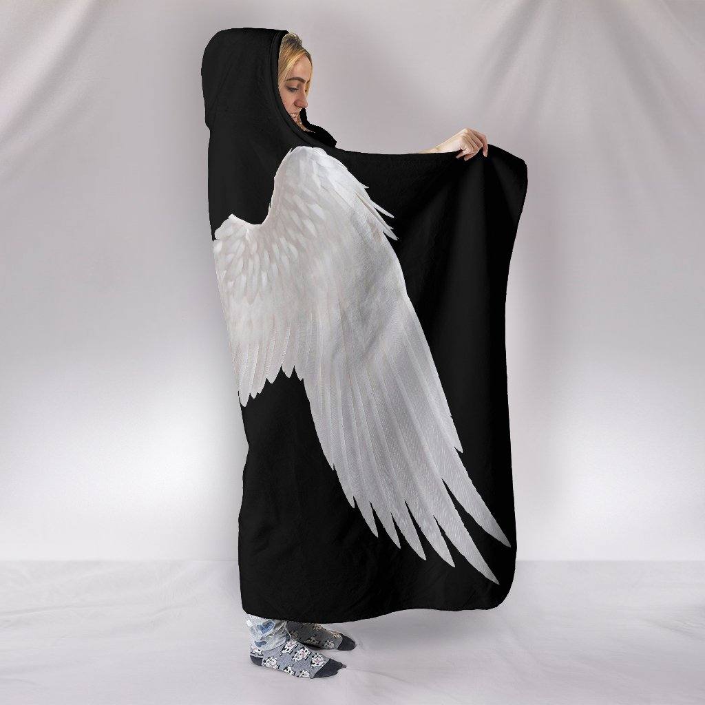 White Angel Wings Hooded Blanket Plush Premium Sherpa