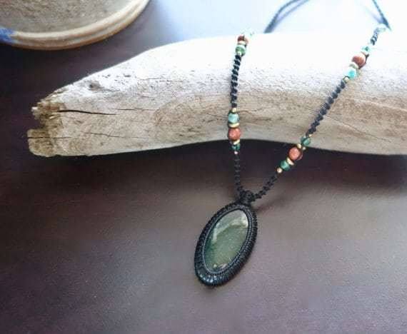 Green Aventurine Macrame Necklace | Prosperity  Healing Crystal - Manifestie